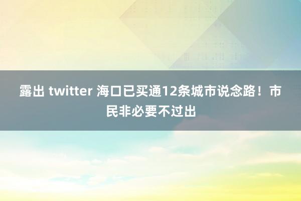 露出 twitter 海口已买通12条城市说念路！市民非必要不过出