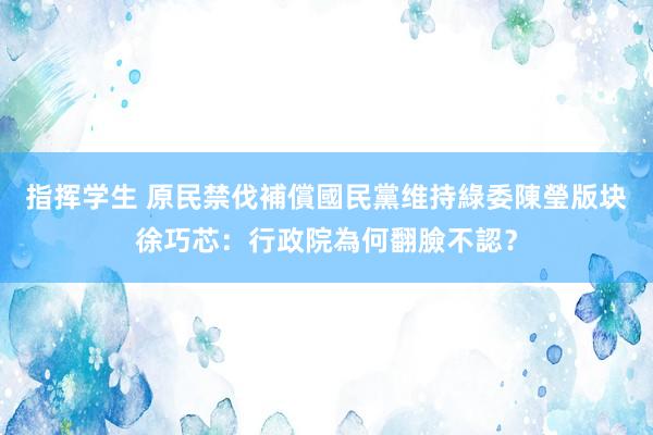 指挥学生 原民禁伐補償國民黨维持綠委陳瑩版块　徐巧芯：行政院為何翻臉不認？