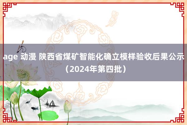 age 动漫 陕西省煤矿智能化确立模样验收后果公示（2024年第四批）