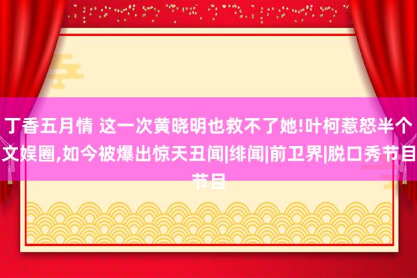 丁香五月情 这一次黄晓明也救不了她!叶柯惹怒半个文娱圈，如今被爆出惊天丑闻|绯闻|前卫界|脱口秀节目