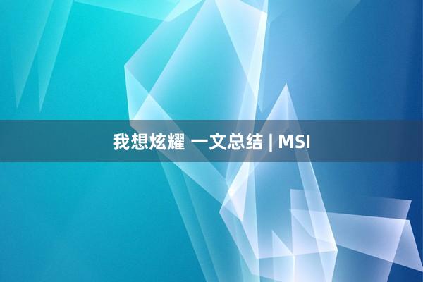 我想炫耀 一文总结 | MSI