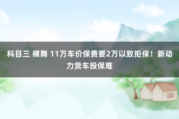 科目三 裸舞 11万车价保费要2万以致拒保！新动力货车投保难